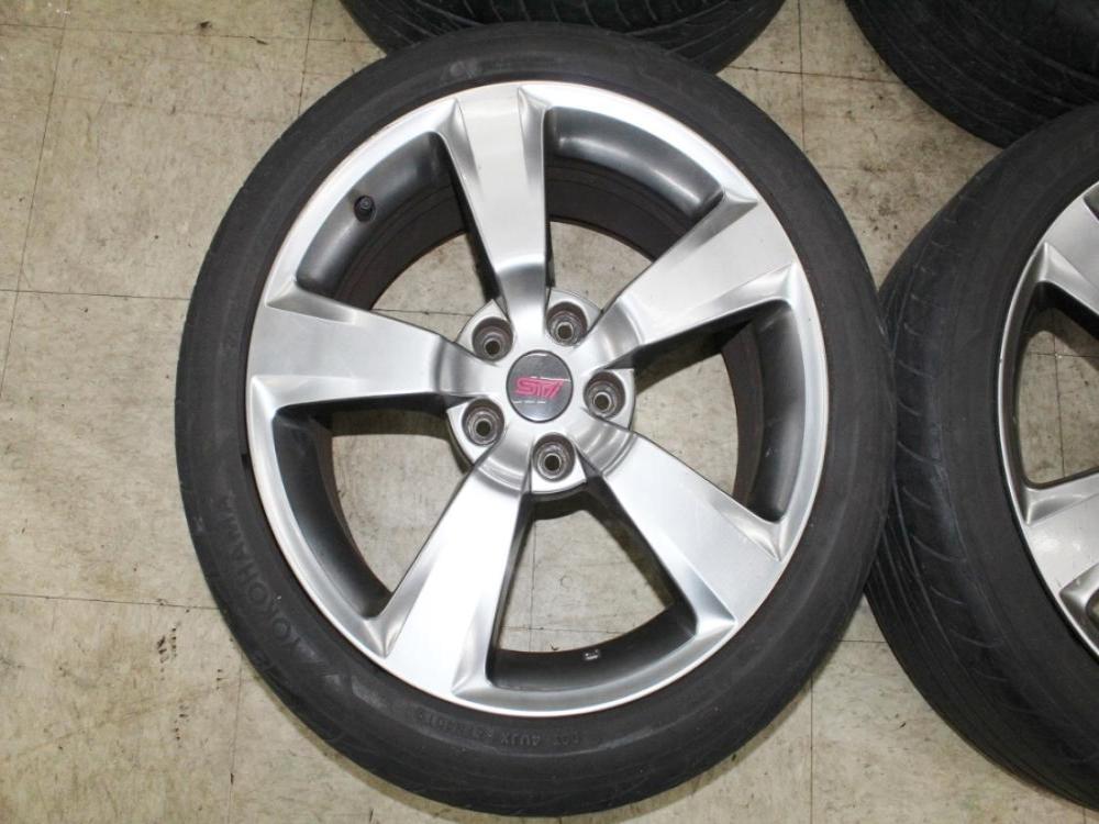 JDM 08-14 Subaru STi OEM 5x114.3 18x8.5 +55 Wheels with Tires: Image 6